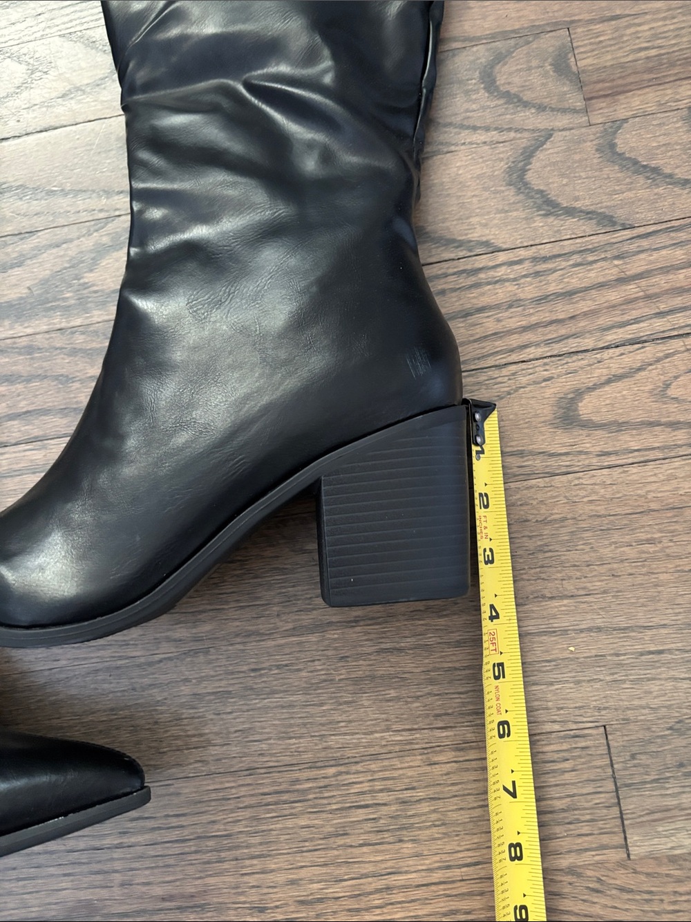 Journee Collection Black Knee-High Block Heel Boots - Picture 16 of 16
